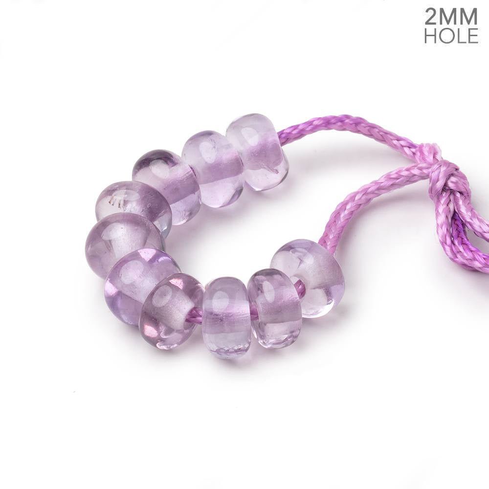 8mm Pink Amethyst 2mm Large Hole Plain Rondelle Set of 10 - Beadsofcambay.com