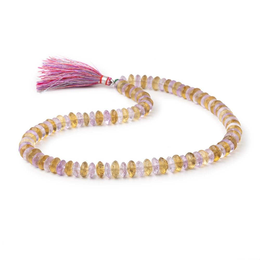 8mm Pink Amethyst & Whiskey Quartz German Faceted Rondelles 16 inch 103 Beads - Beadsofcambay.com