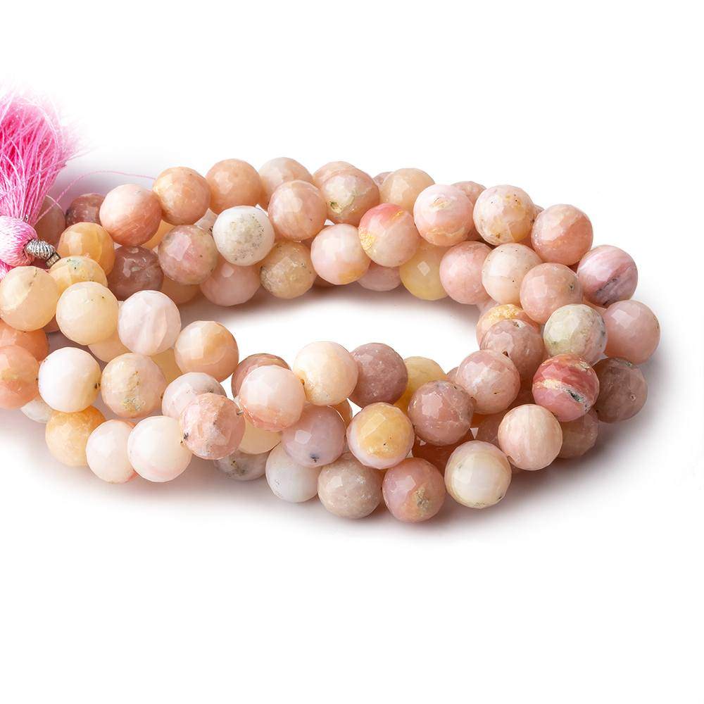8mm Pink Peruvian Opal Faceted Round Beads 8.25 inch 23 pieces - Beadsofcambay.com