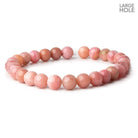 8mm Pink Peruvian Opal Plain Rounds 1mm Drill Hole 8 inch 28 pieces AAA+ - Beadsofcambay.com