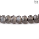 8mm Platinum Grey Moonstone 2mm Large Hole Faceted Rondelles 7 inch 36 Beads - Beadsofcambay.com