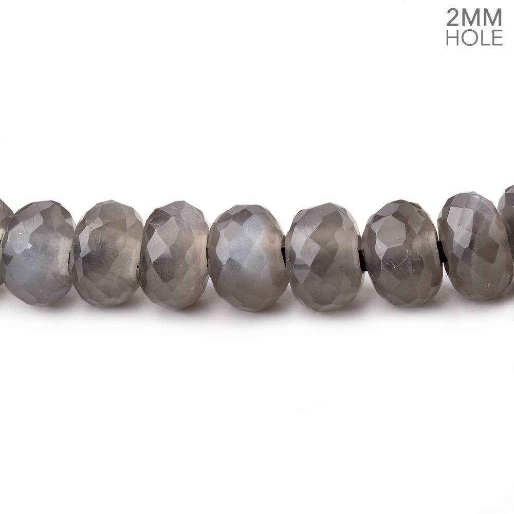8mm Platinum Grey Moonstone 2mm Large Hole Faceted Rondelles 7 inch 36 Beads - Beadsofcambay.com