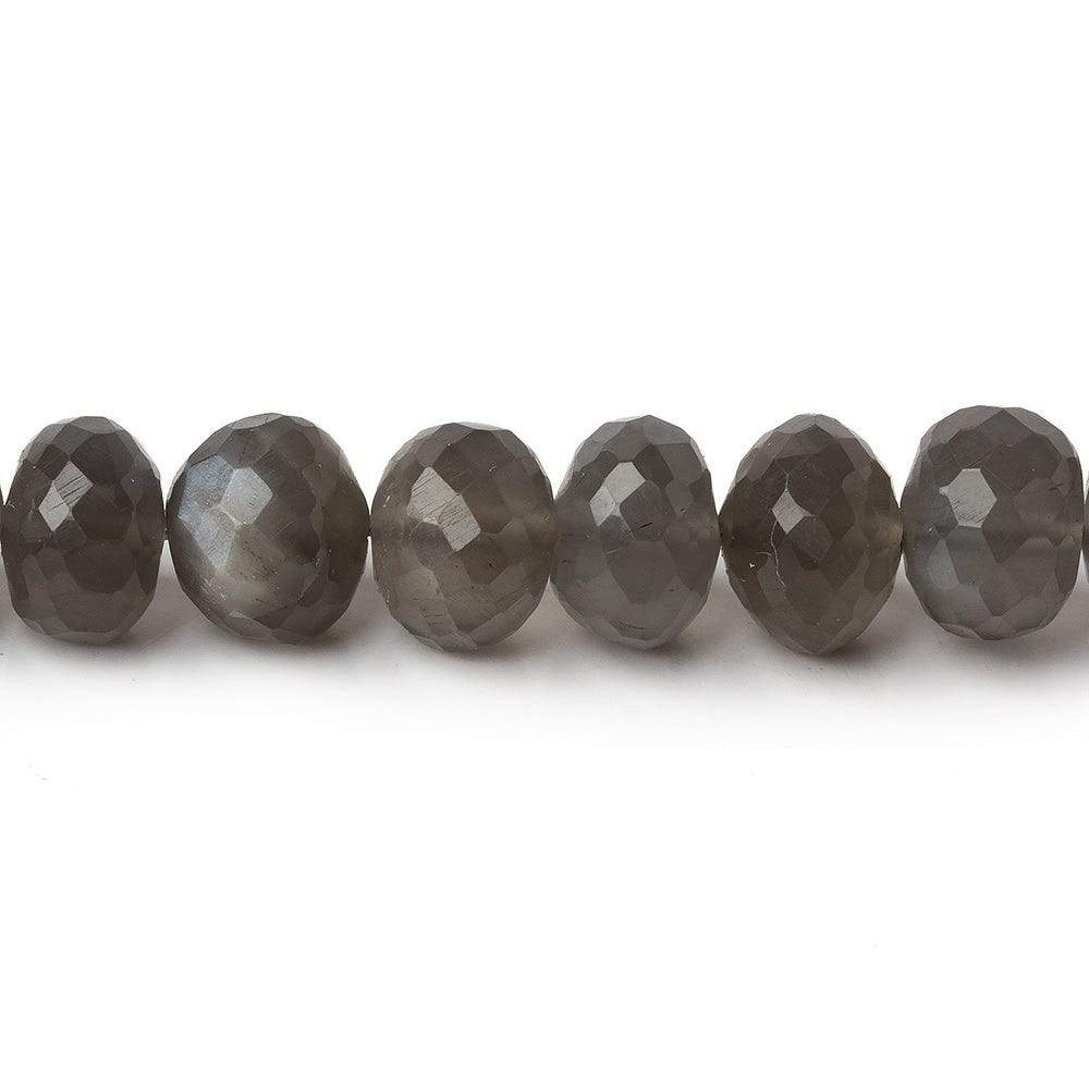 8mm Platinum Grey Moonstone Faceted Rondelles 16 inch 74 Beads AA - Beadsofcambay.com