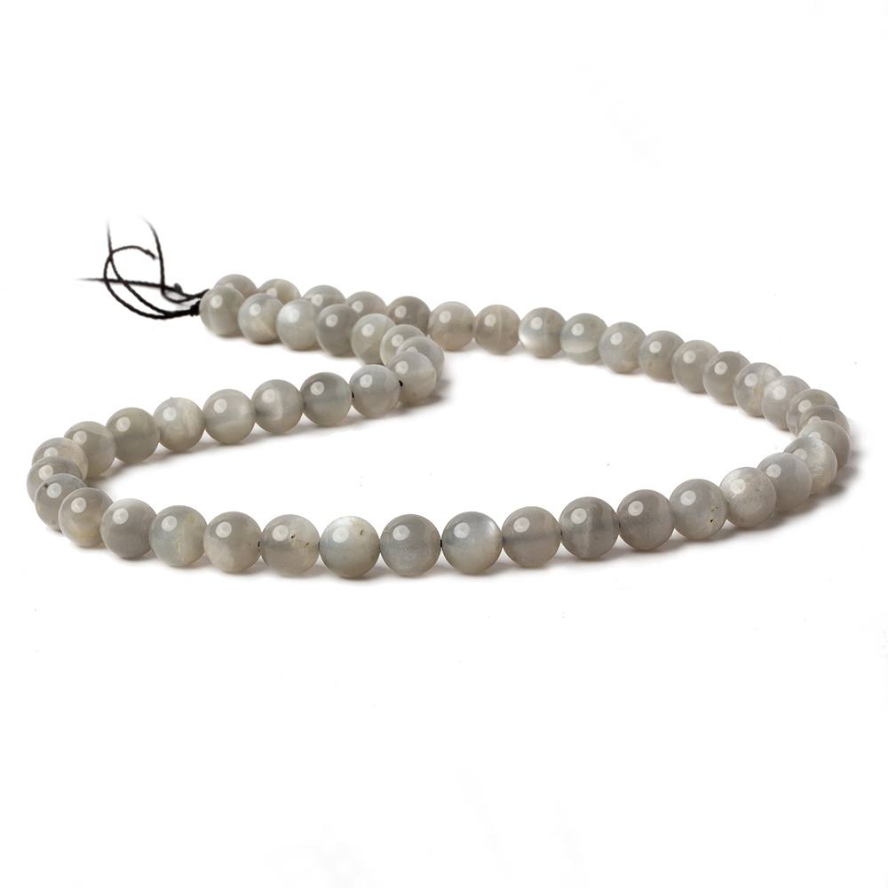8mm Platinum Grey Moonstone Plain Rounds 16 inch 41 beads AA - Beadsofcambay.com