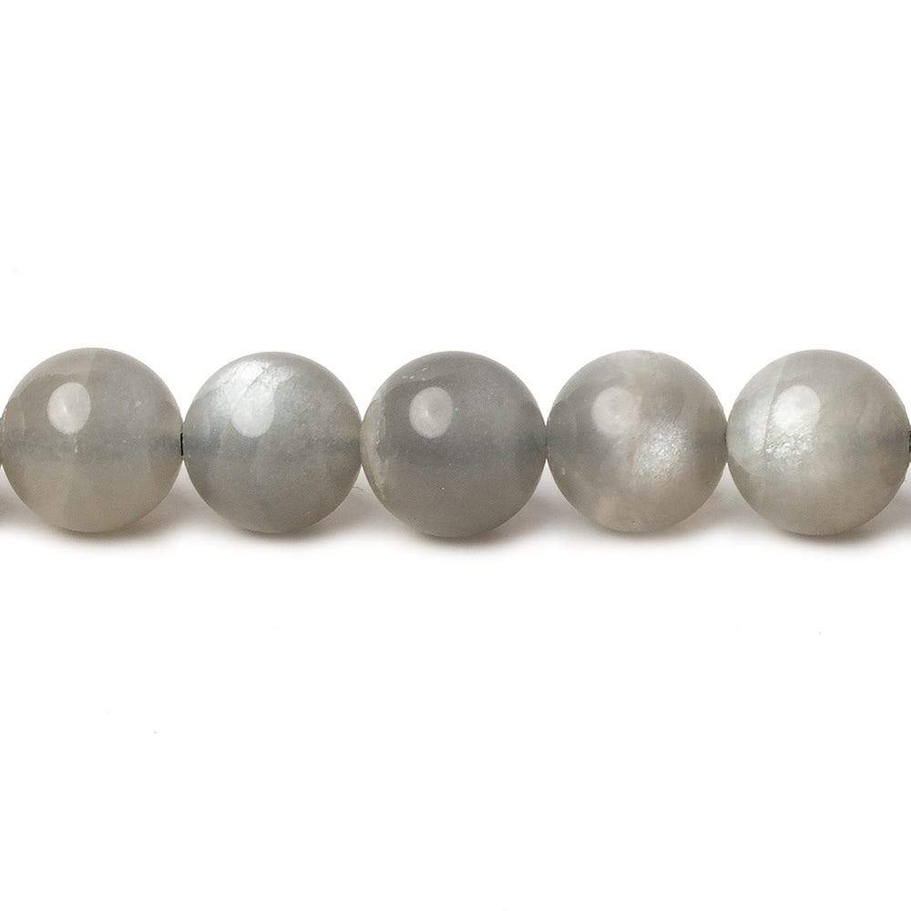 8mm Platinum Grey Moonstone Plain Rounds 16 inch 41 beads AA - Beadsofcambay.com