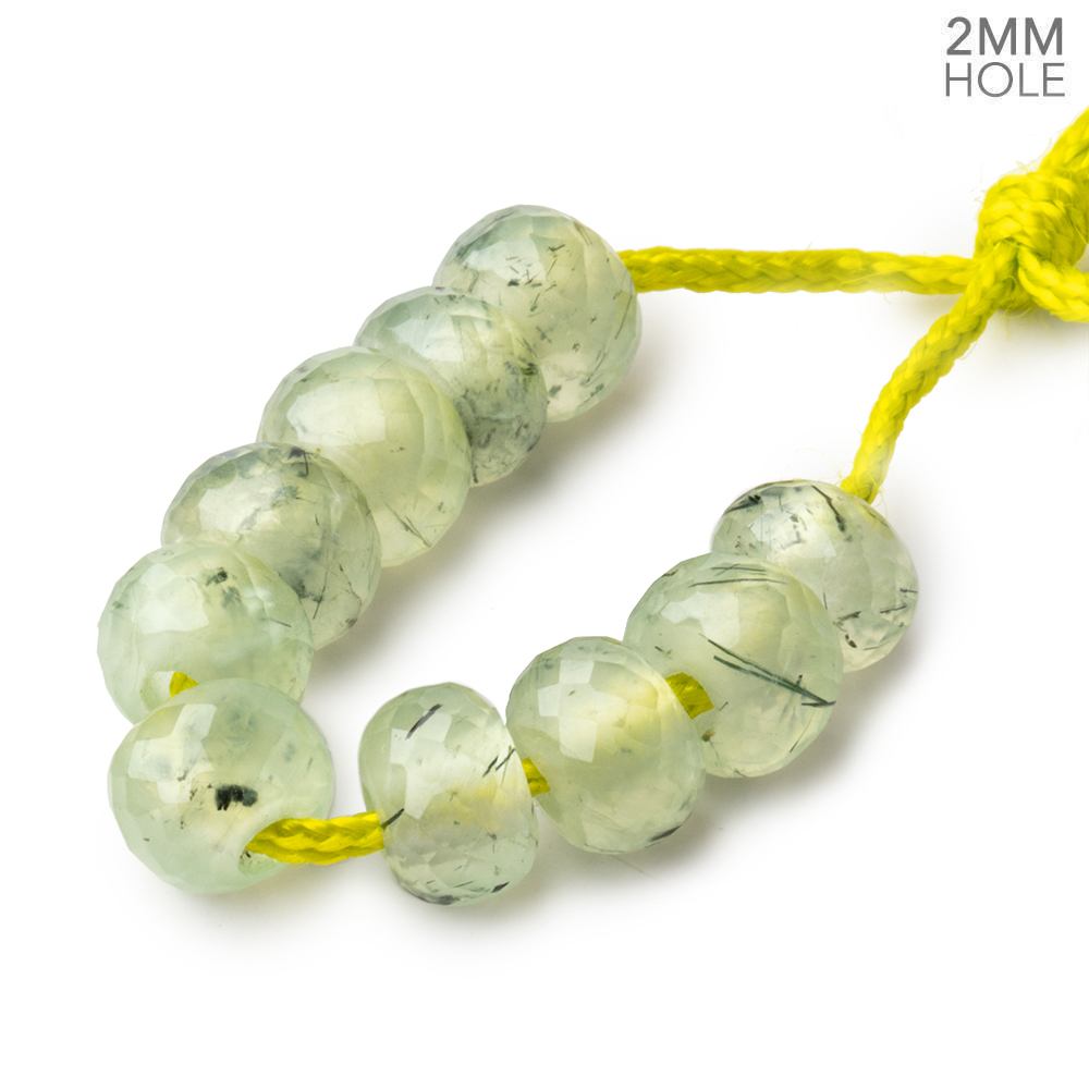 8mm Prehnite 2mm Large Hole Faceted Rondelles Set of 10 Beads - Beadsofcambay.com