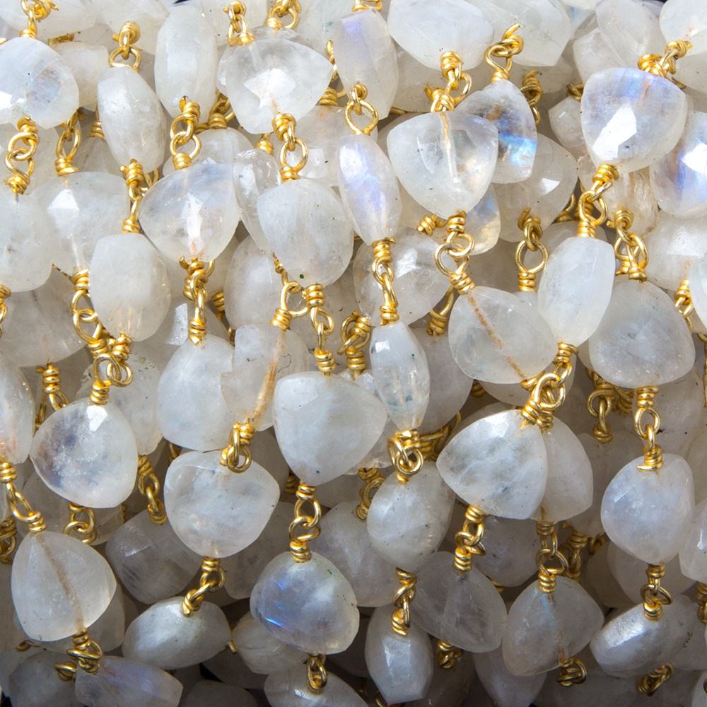8mm Rainbow Moonstone triangle Gold plated Chain by the foot 22pcs - Beadsofcambay.com