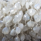 8mm Rainbow Moonstone triangle Silver plated Chain by the foot 22pcs - Beadsofcambay.com