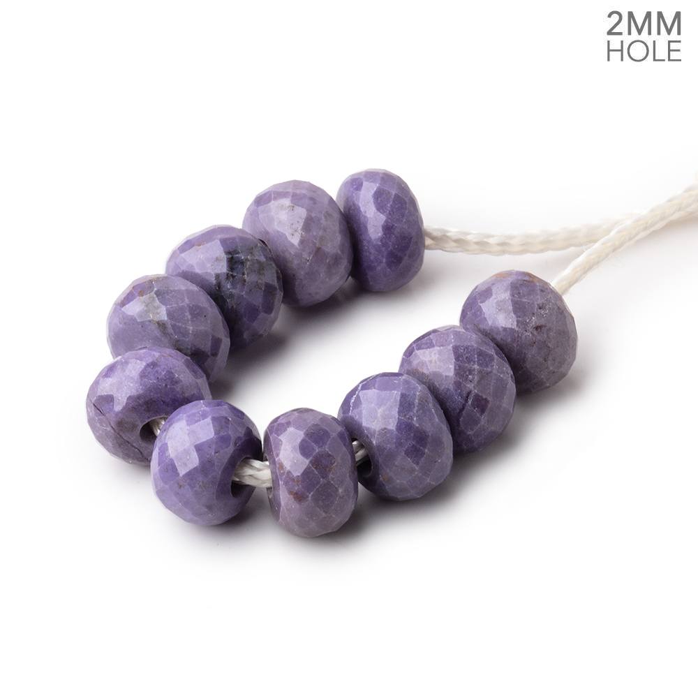 8mm Rich Turkish Purple Jade 2mm Large Hole Faceted Rondelles Set of 10 Beads - Beadsofcambay.com