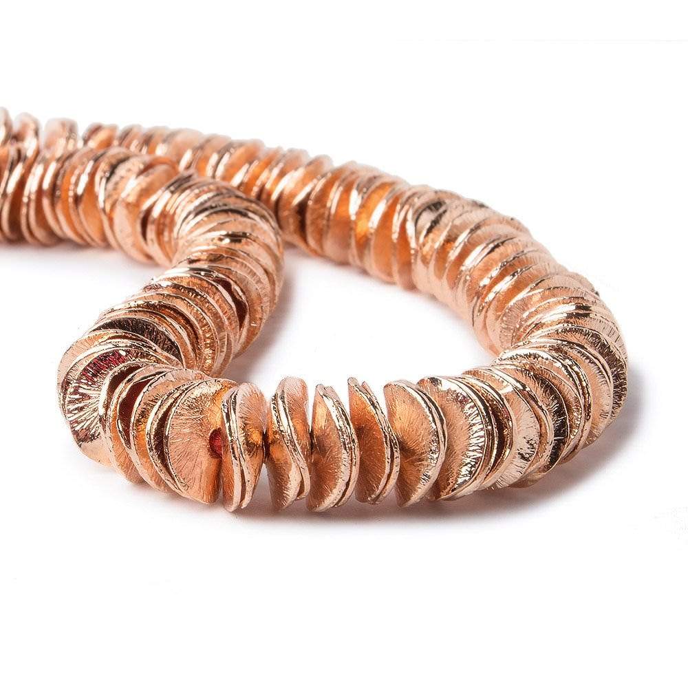 8mm Rose Gold plated Copper Brushed Wavy Disc 8 inch 155 pcs - Beadsofcambay.com