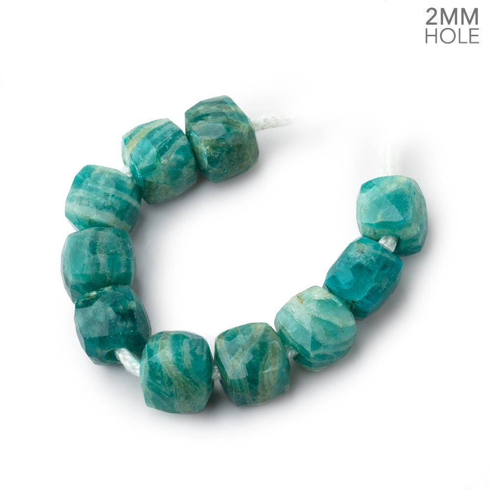 8mm Russian Amazonite 2mm Large Hole Faceted Cube Beads Set of 10 - Beadsofcambay.com