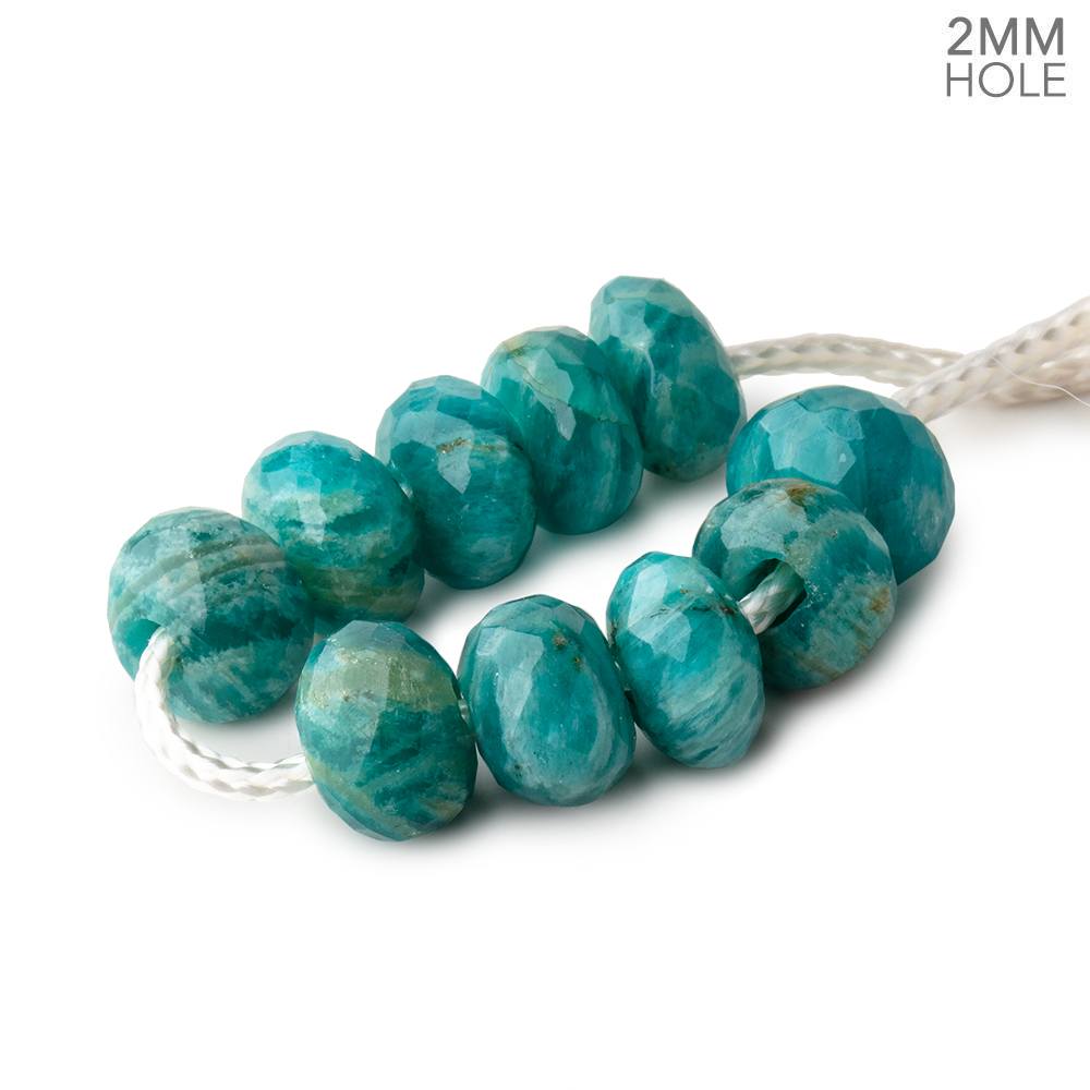 8mm Russian Amazonite 2mm Large Hole Faceted Rondelle Bead Set of 10 - Beadsofcambay.com