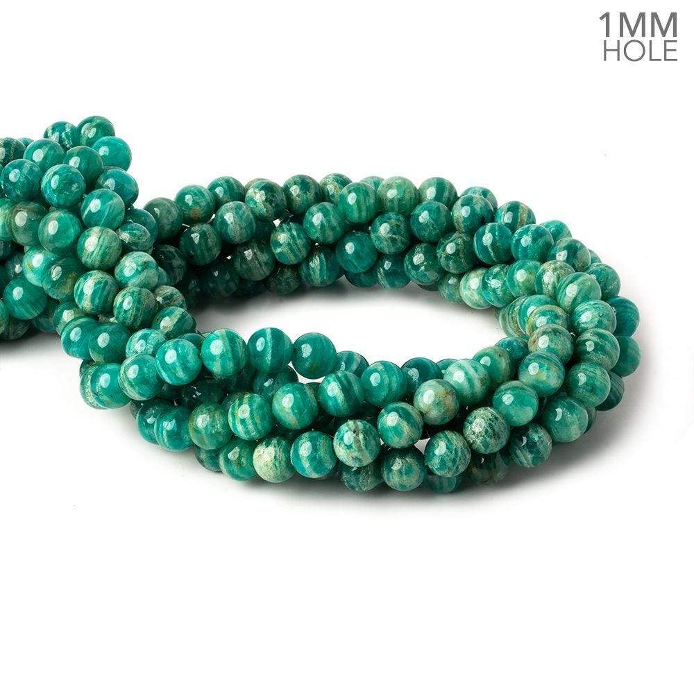 8mm Russian Amazonite plain round beads 16 inch 50 beads AA 1mm large hole - Beadsofcambay.com