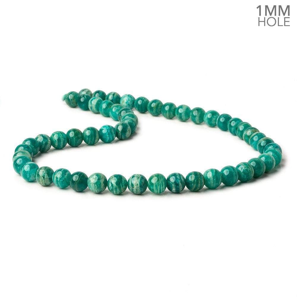 8mm Russian Amazonite plain round beads 16 inch 50 beads AA 1mm large hole - Beadsofcambay.com