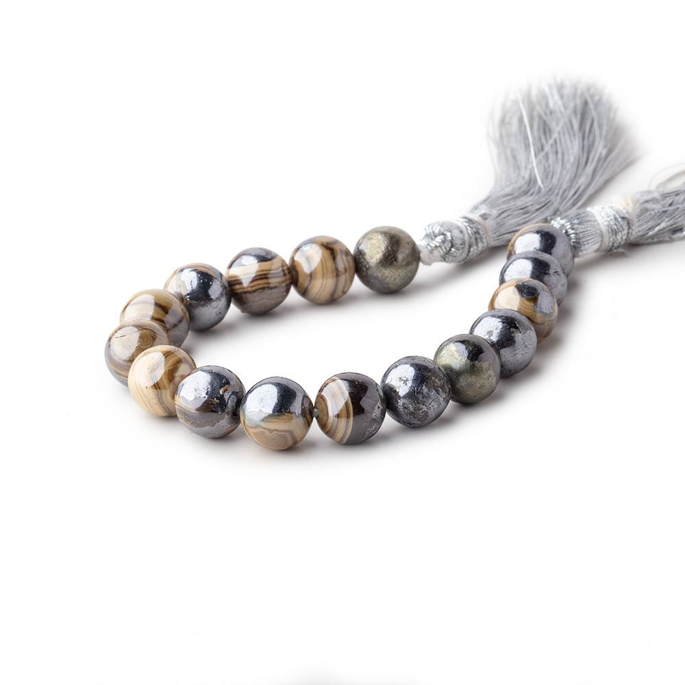 8mm Schalenblende Plain Round Beads 5 inch 16 pieces AA rare - Beadsofcambay.com