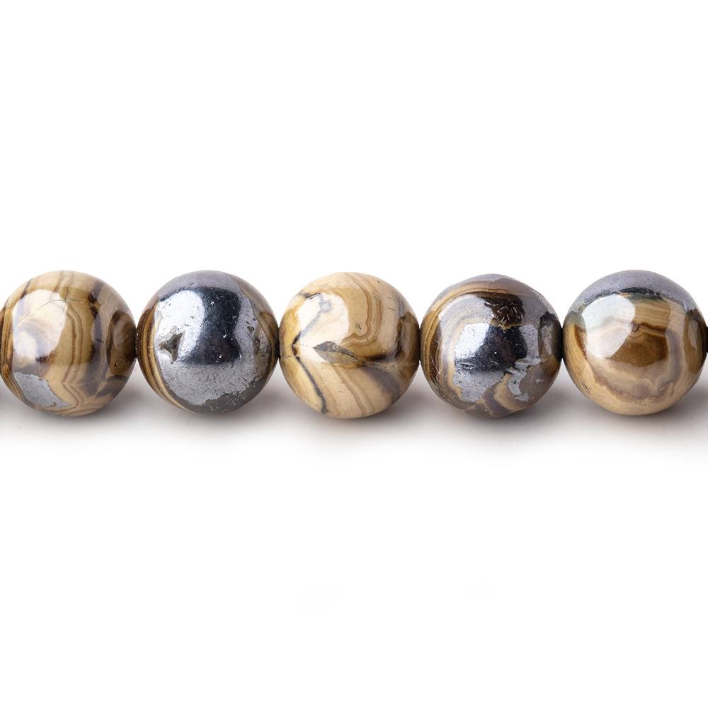 8mm Schalenblende Plain Round Beads 5 inch 16 pieces AA rare - Beadsofcambay.com