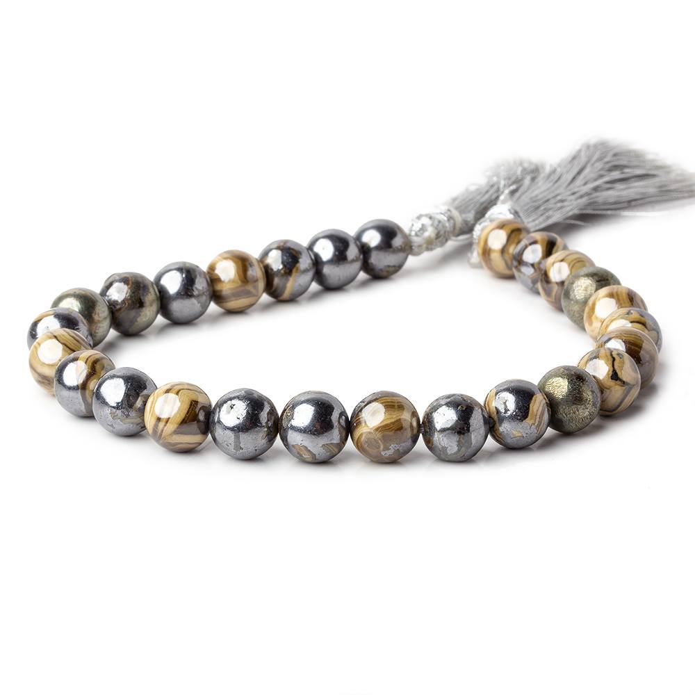 8mm Schalenblende plain rounds 8.25 inch 26 beads AA rare - Beadsofcambay.com