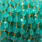 8mm Seaglass Blue Chalcedony triangle Gold plated Chain by the foot 22pcs - Beadsofcambay.com