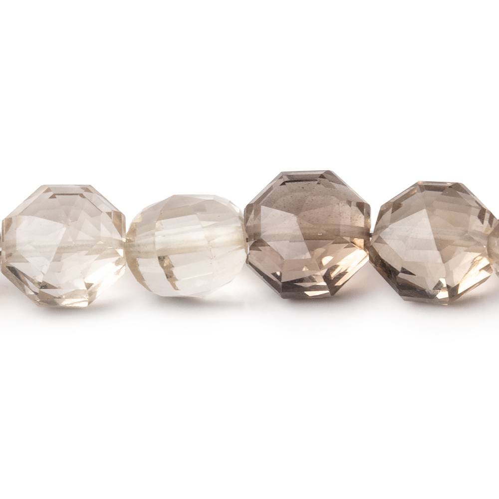8mm Shaded Smoky Quartz Faceted Hexagon Beads 16 inch 51 pieces - Beadsofcambay.com