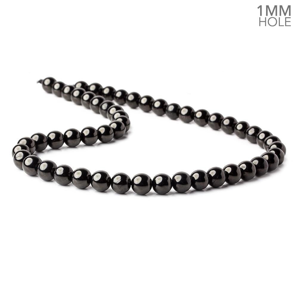 8mm Shungite plain round beads 15 inch 51 pieces 1mm hole A - Beadsofcambay.com