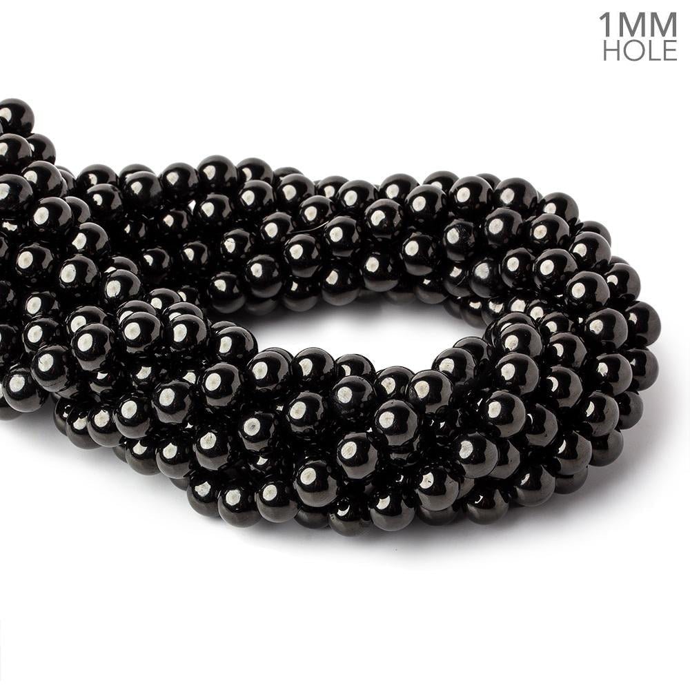 8mm Shungite plain round beads 15 inch 51 pieces 1mm hole A - Beadsofcambay.com