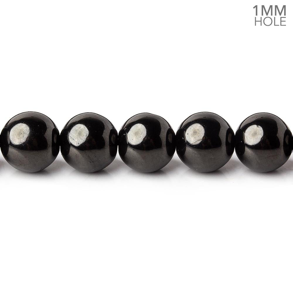 8mm Shungite plain round beads 15 inch 51 pieces 1mm hole A - Beadsofcambay.com