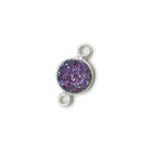 8mm Silver .925 Bezel Mystic Peacock Drusy Drusy Coin Connector 1 piece - Beadsofcambay.com