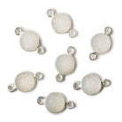 8mm Silver .925 Bezel Mystic Pearl White Drusy Coin Connector 1 piece - Beadsofcambay.com