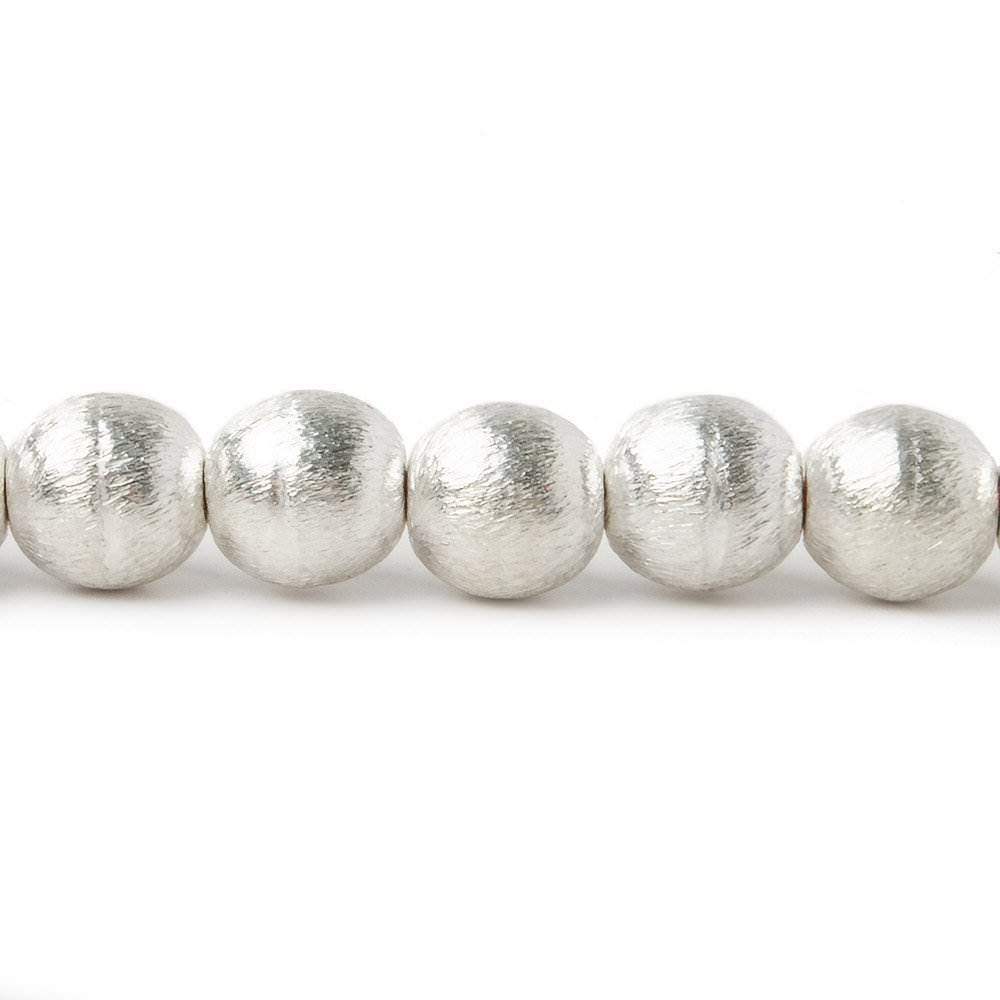 8mm Silver plated Copper Brushed Round Beads 8 inch 25 pcs - Beadsofcambay.com