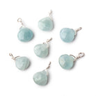 8mm Silver Wire Wrapped Aquamarine Faceted Heart 1 Focal Pendant - Beadsofcambay.com