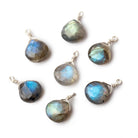 8mm Silver Wire Wrapped Labradorite Faceted Heart 1 Focal Pendant - Beadsofcambay.com