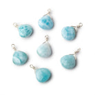 8mm Silver Wire Wrapped Larimar Faceted Heart 1 Focal Pendant - Beadsofcambay.com