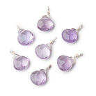 8mm Silver Wire Wrapped Pink Amethyst Faceted Heart 1 Focal Pendant - Beadsofcambay.com