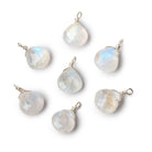 8mm Silver Wire Wrapped Rainbow Moonstone Faceted Heart 1 Focal Pendant - Beadsofcambay.com