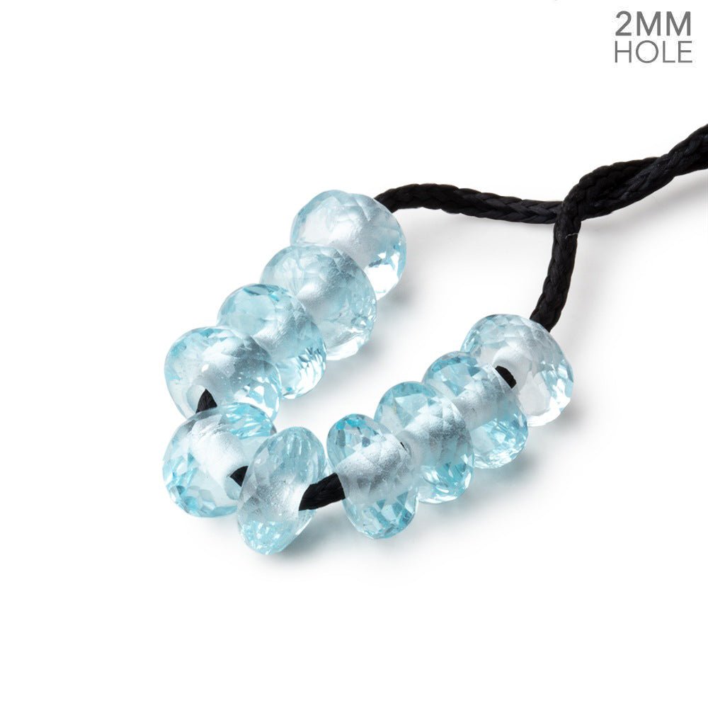 8mm Sky Blue Topaz 2mm Large Hole Faceted Rondelle Bead Set of 10 - Beadsofcambay.com
