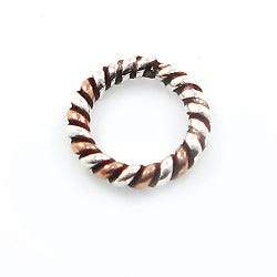 8mm Sterling Silver and Copper Twisted Jumpring *DISCONTINUED* - Beadsofcambay.com