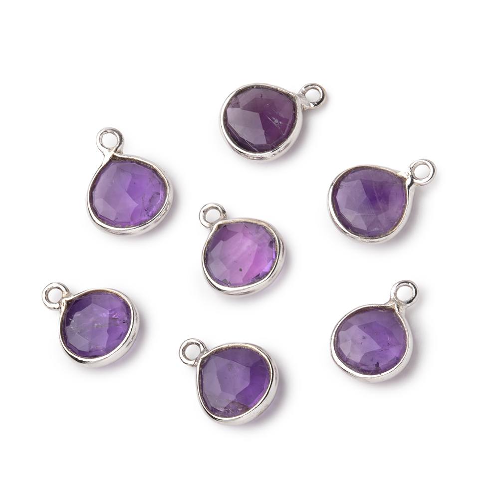 8mm Sterling Silver Bezel Amethyst Faceted Heart Pendant 1 Focal piece - Beadsofcambay.com