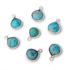 8mm Sterling Silver Bezel Turquoise Faceted Heart Pendant 1 Focal piece - Beadsofcambay.com