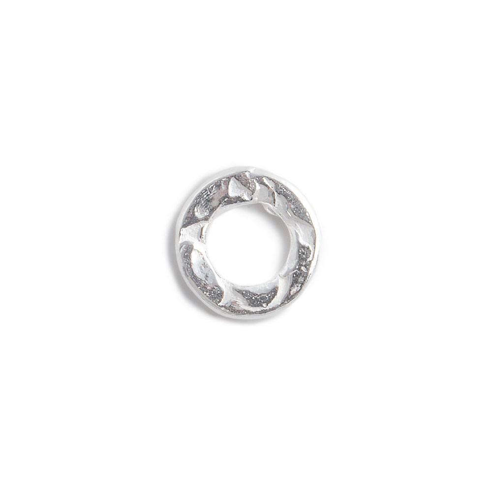 8mm Sterling Silver Hammered Jump Ring Connector 4mm ID Set of 10 pieces - Beadsofcambay.com