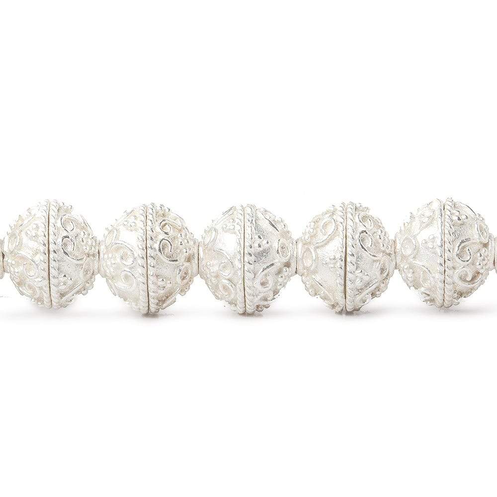 8mm Sterling Silver Plated Copper Bead Cap Round Petite Circle & Swirl 8 inch 54 beads - Beadsofcambay.com