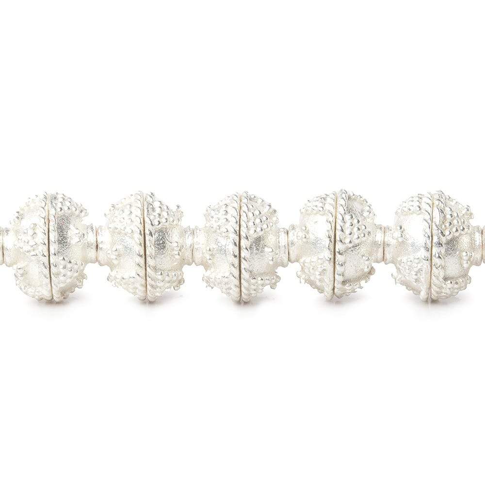 8mm Sterling Silver Plated Copper Bead Cap Roval Miligrain Triangles 8 inch 54 beads - Beadsofcambay.com