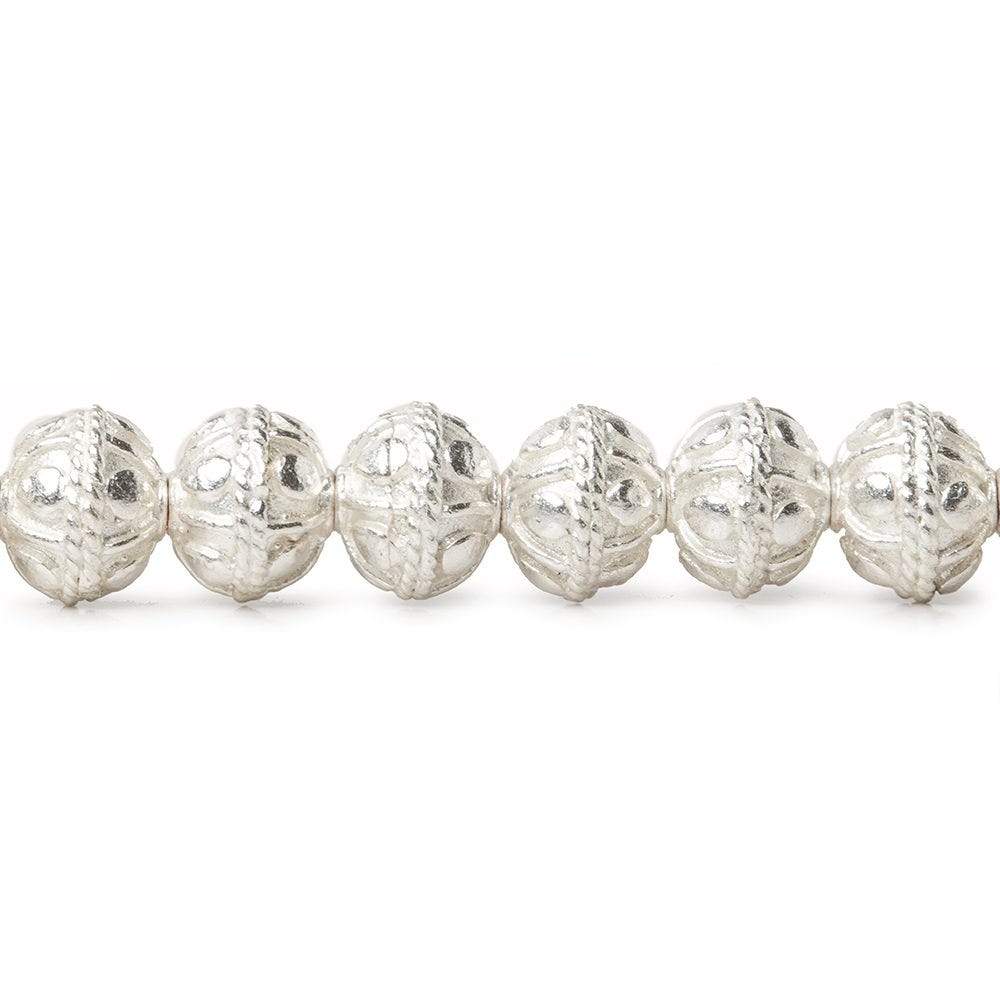 8mm Sterling Silver Plated Copper Bead Round Bail Design 8 inch 28 pcs - Beadsofcambay.com