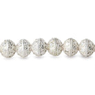 8mm Sterling Silver plated Copper Bead Round Dot Design 8 inch 28 pcs - Beadsofcambay.com