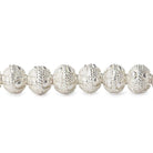 8mm Sterling Silver plated Copper Bead Round Miligrain Design 8 inch 28 pcs - Beadsofcambay.com