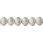 8mm Sterling Silver plated Copper Bead Round Persian Design 8 inch 28 pcs - Beadsofcambay.com