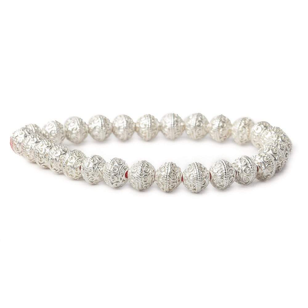 8mm Silver Plated Copper Roval Persian Beads 8 inch 28 pieces - Beadsofcambay.com