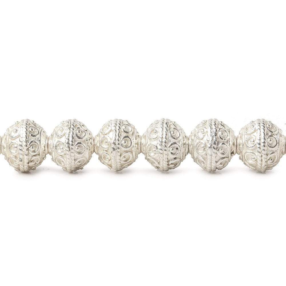 8mm Sterling Silver Plated Copper Bead Roval Persian Circle with Leaf Tip 8 inch 28 pcs - Beadsofcambay.com