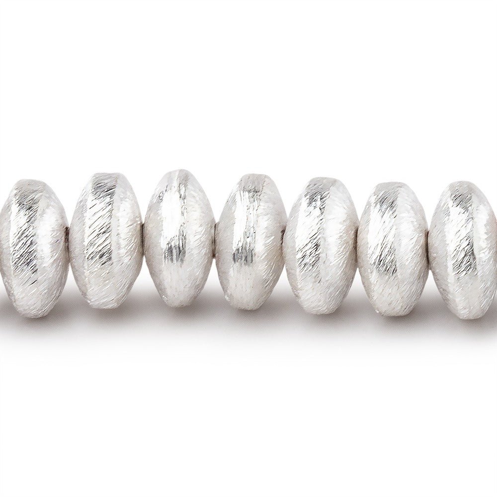 8mm Sterling Silver Plated Copper Brushed Disc Beads 8 inch 47 pieces - Beadsofcambay.com
