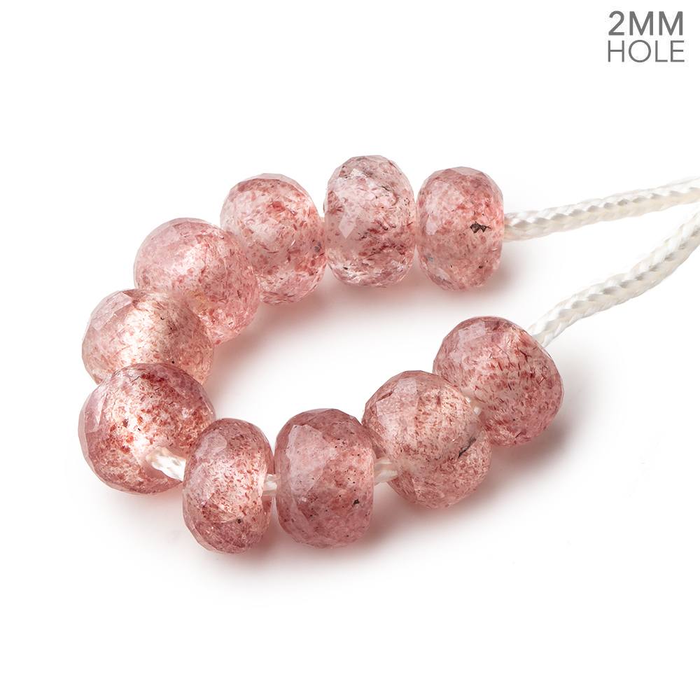 8mm Strawberry Quartz 2mm Large Hole Faceted Rondelle Bead Set of 10 - Beadsofcambay.com