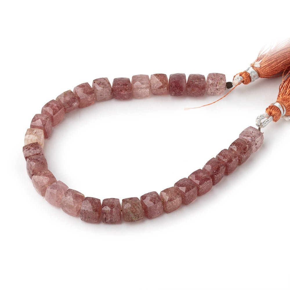 8mm Strawberry Quartz Faceted Cube Beads 8 inch 28 pieces - Beadsofcambay.com